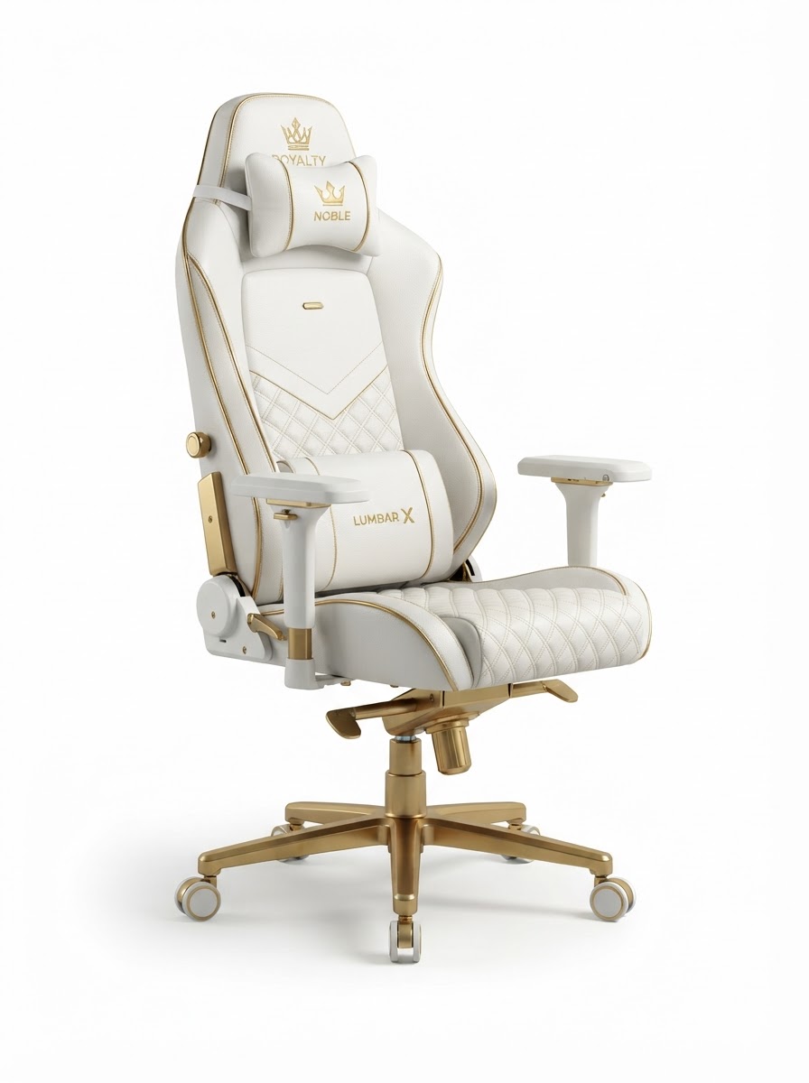 Chaise gaming ChaiseDegam Elite W7 blanche et dorée