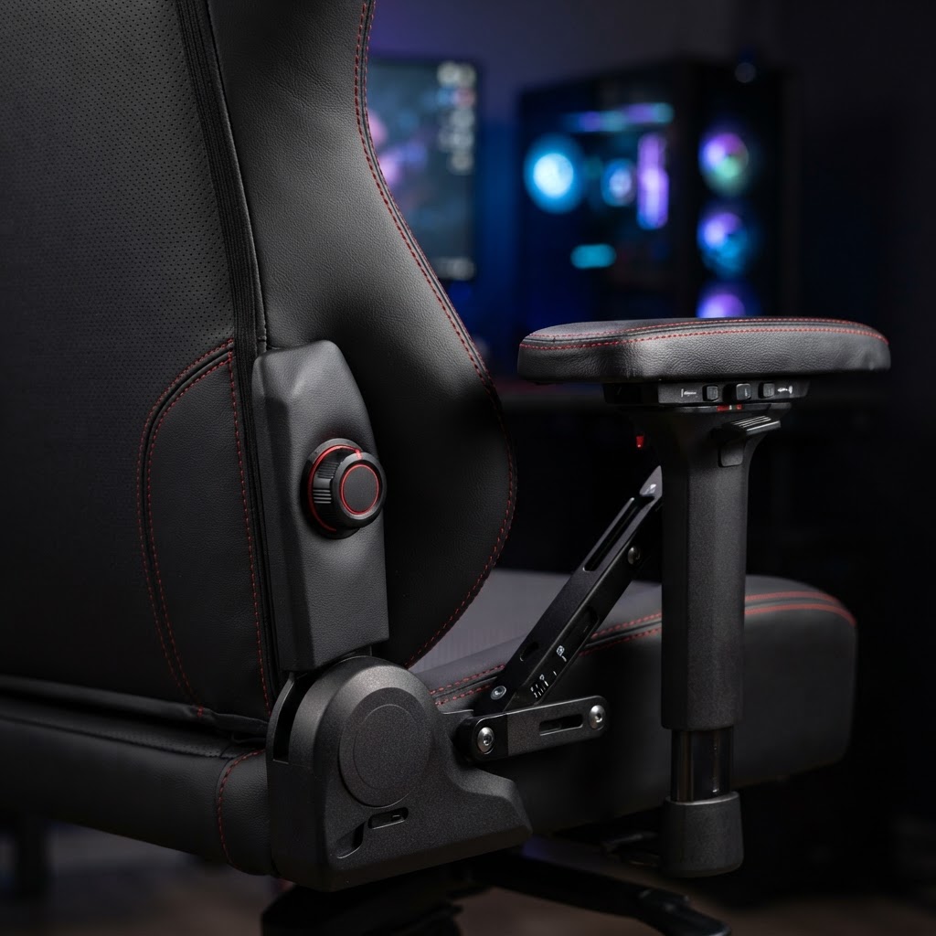 Détail du support lombaire ergonomique d'une chaise gaming
